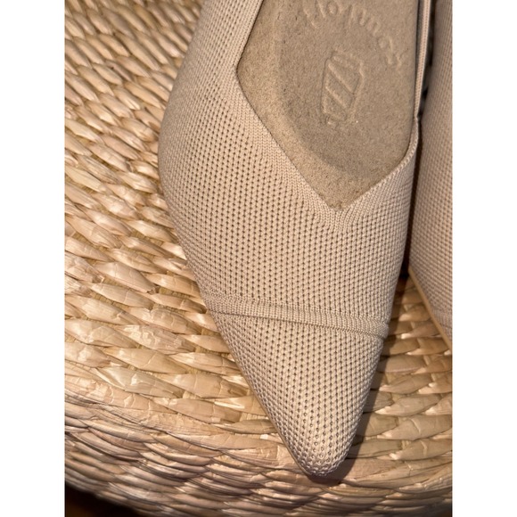 Vivaia Pointed-Toe Slingback Kitten Heels Knit Beige Pumps Size EU/40 US/9 - Picture 8 of 13